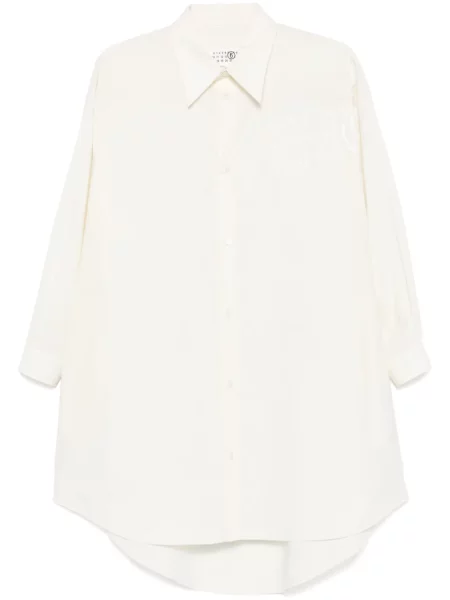 Sukienka koszulowa Mm6 Maison Margiela popelinowa garniturowa biała