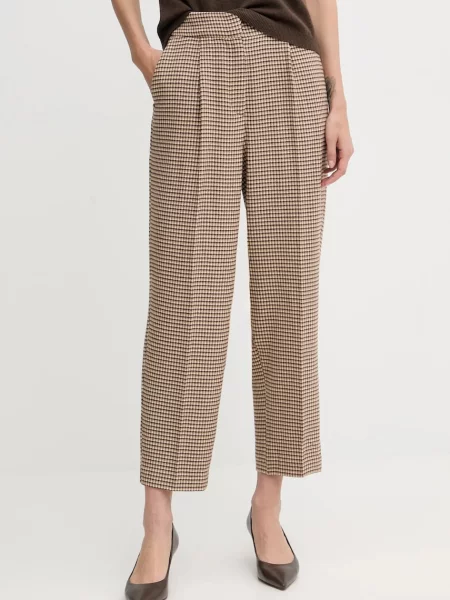 United Colors of Benetton spodnie proste high waist beżowy