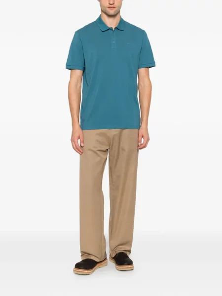 Tricou polo Hugo cu autograf albastru