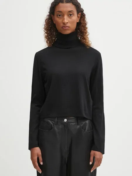 Maison Margiela gyapjú pulóver könnyű garbónyakú fekete