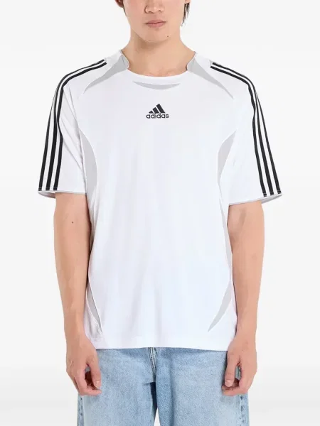 Pălărie Adidas cu dungi cu platformă din jerseu alb