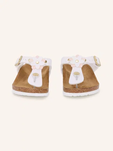 Birkenstock Klapki Gizeh Flowers Z Nitami weiss białe