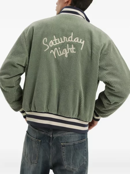 Geacă bomber 1989 Studio cu broderie de catifea cord verde