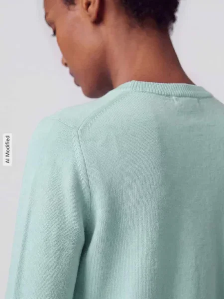 Sweter z kaszmiru z wykończeniami w prążki Tom Tailor miętowy