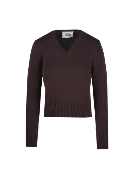 Dzianinowy sweter Alpha Studio brązowy