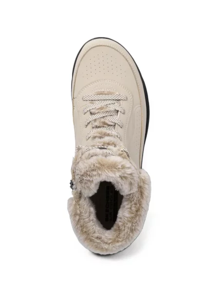 Кожена тапицерия боти Skechers с козина бяло