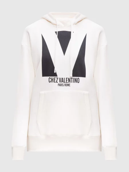 Худі з принтом логотипа Valentino біле