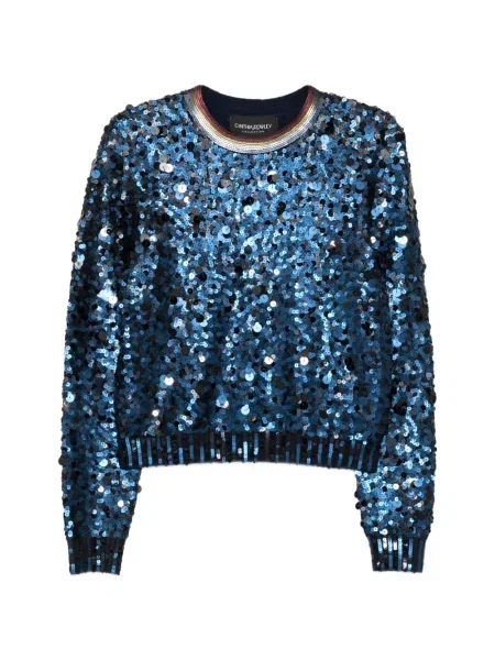 Pulover Cynthia Rowley cu paiete albastru