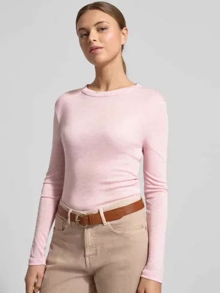 Bluzka z długim rękawem o kroju slim fit z mieszanki lyocellu i wełny model ‘Sefemina’ Opus różowa