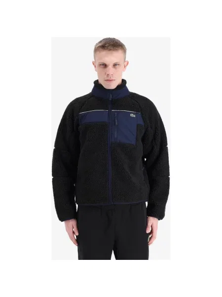 Kurtka Lacoste Colour-Block Sherpa granatowa S niebieska
