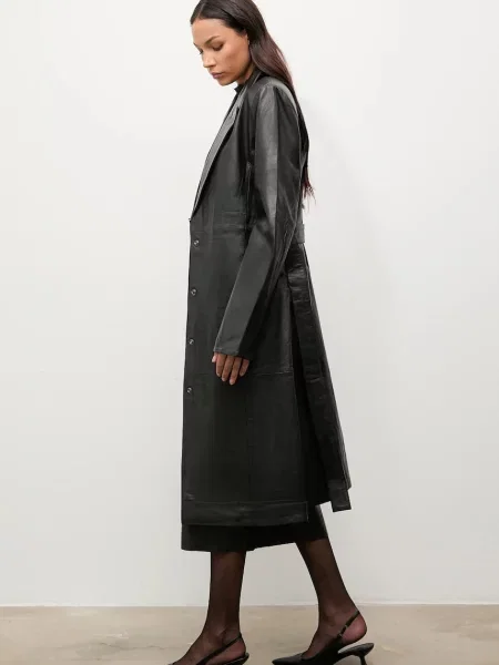 Шкіряний плащ Answear.LAB чорний