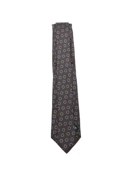 Cravată Kiton cu imprimeu geometric maro