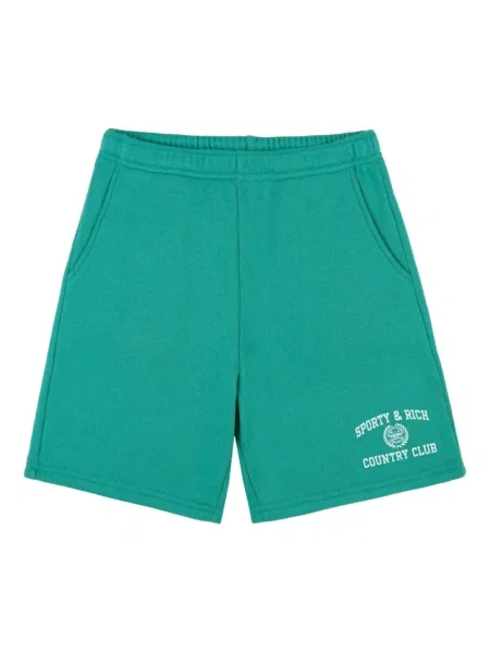 Haftowane szorty Sporty And Rich polarowe zielone