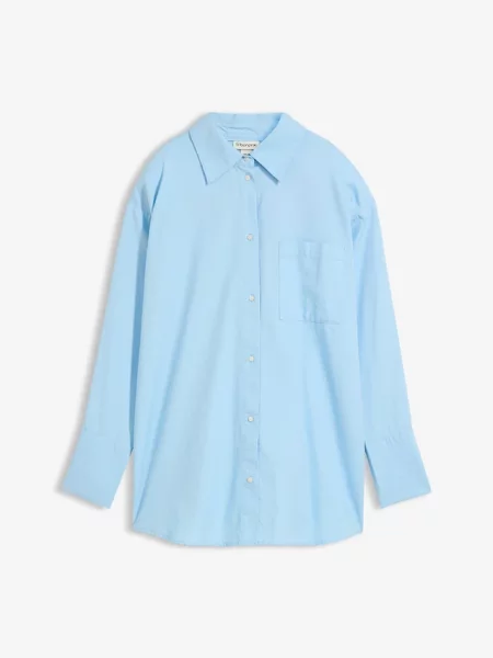 Bluzka oxford z czystej bawełny organicznej niebieska