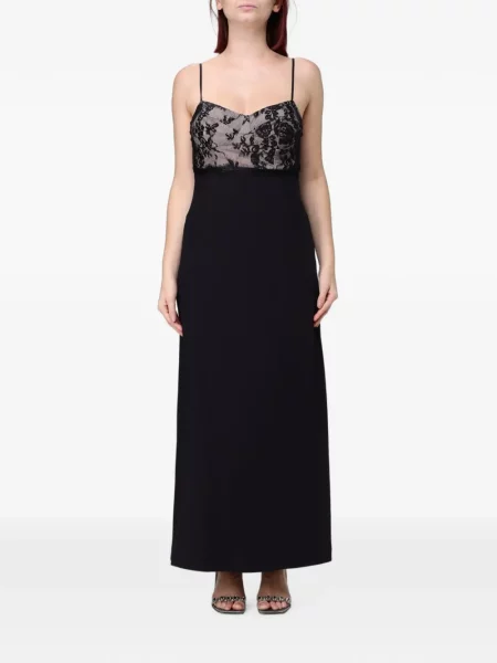 Rochie maxi Hanita din dantelă cu bretele negru