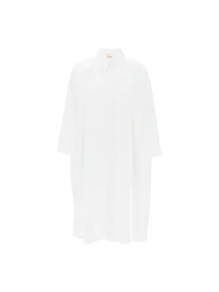 Sukienka koszulowa Marni popelinowa garniturowa biała