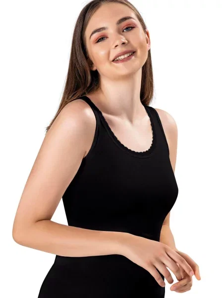 Майка женская с кружевом чорна