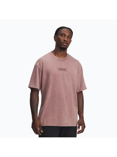 Tricou de antrenament bărbați Under Armour Project Rock Heavyweight Oversized maroon mist/black negru
