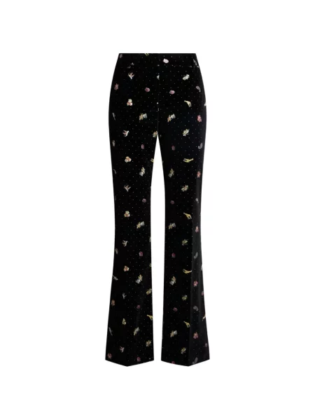 Pantaloni Etro de catifea cu model floral negru