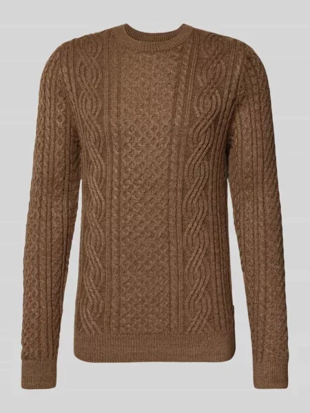 Sweter z dzianiny z prążkowanymi wykończeniami model ‘BLUSEAN’ Jack & Jones Premium