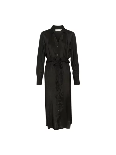 Lniana sukienka koszulowa Kaffe czarna