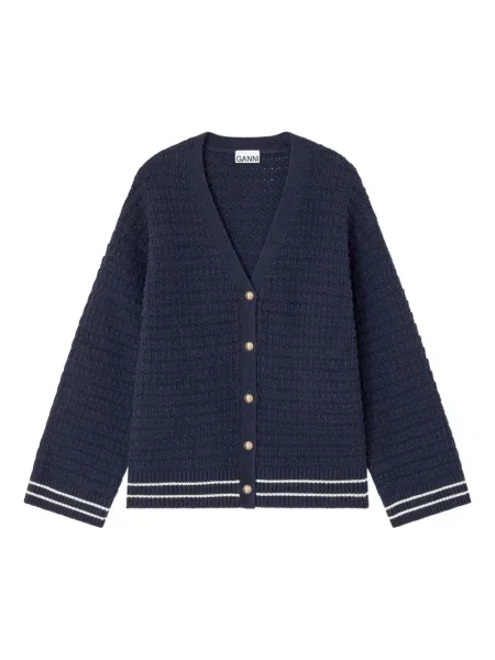 Cardigan Ganni cu dungi albastru