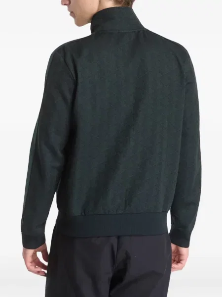 Hanorac cu fermoar Lacoste din jacard verde