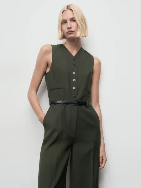 Комбінезон MANGO поліестер/віскоза коричневий