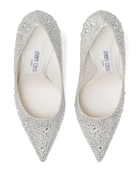 Pantofi cu toc Jimmy Choo de cristal argintiu
