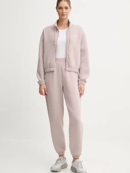 Спортивные штаны Guess с аппликацией бежевые