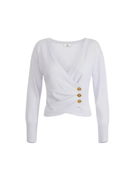 Sweter Elisabetta Franchi z kaszmiru biały