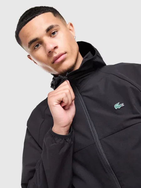 Lacoste Bluza Rozpinana Z Kapturem Woven czarna