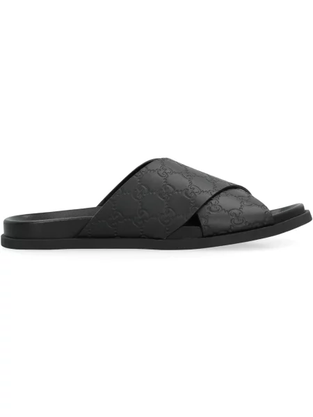 Klapki Gucci skórzane czarne