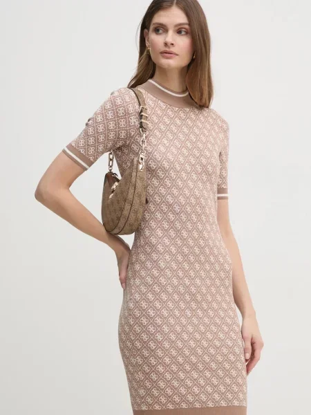 Guess sukienka mini dopasowana beżowy