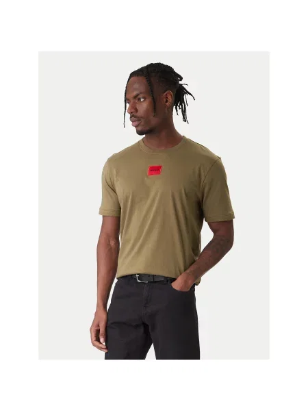 HUGO T-shirt Diragolino Kaki Regular Fit