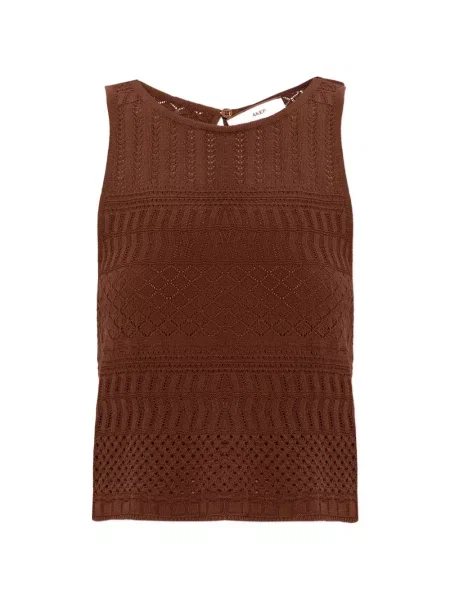 Top Akep fără mâneci tricotate maro