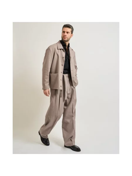 Hugo Spodnie Mężczyzna XL Wide Trousers brązowy