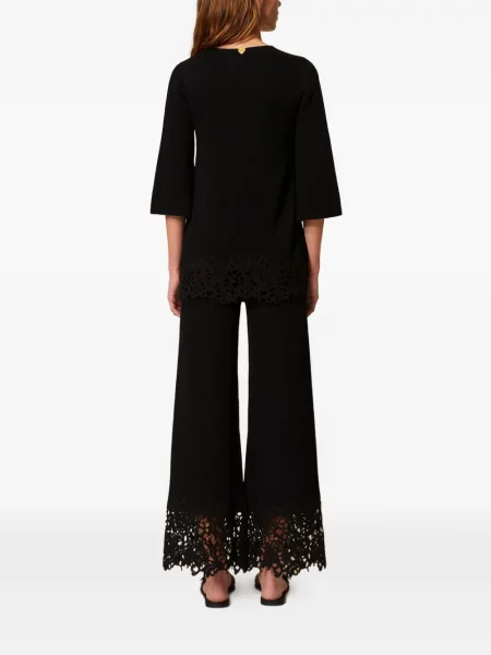 Pantaloni Twinset din dantelă negru