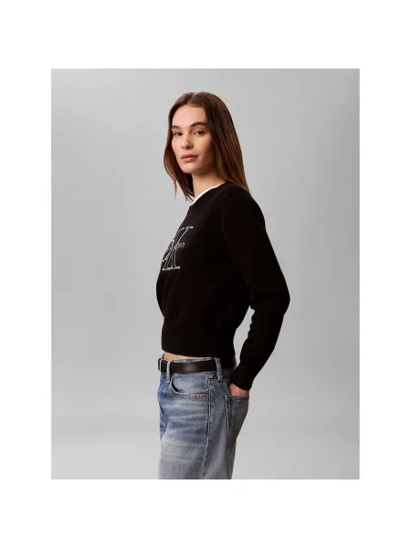 Calvin Klein Jeans Sveter / biela čierna