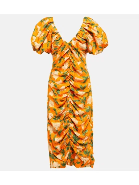 Midi obleka Agua By Agua Bendita s cvetličnim vzorcem s potiskom oranžna
