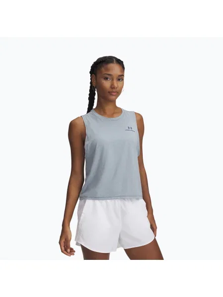 Under Armour Rush Energy Crop Tank top de antrenament pentru femei downpour gray/downpour gray