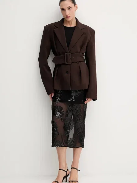 Rotate fustă midi creion negru