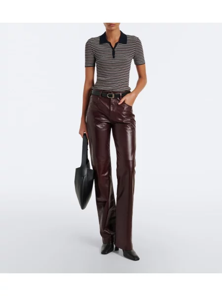 Pantaloni Nili Lotan din piele evazate