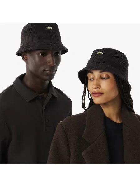 Lacoste Sztruksowy Kapelusz Typu Bucket brązowy