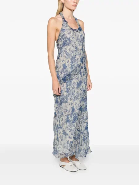 Rochie maxi Sir cu gât halter albastru