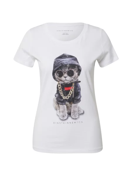 EINSTEIN & NEWTON Tricou Katze Kette / negru / roșu alb