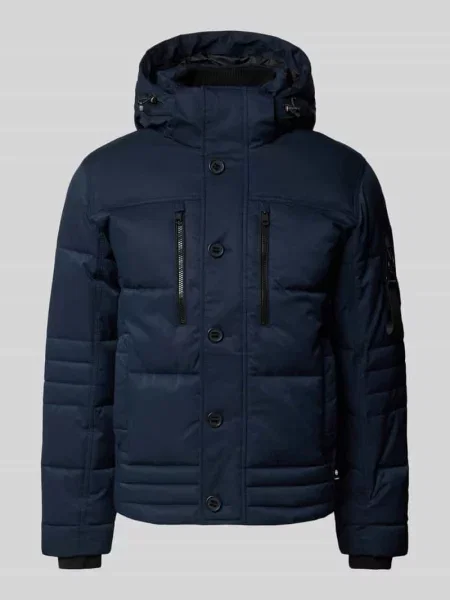 Kurtka pikowana o kroju regular fit z zapinanymi na błyskawiczny Tom Tailor granatowa