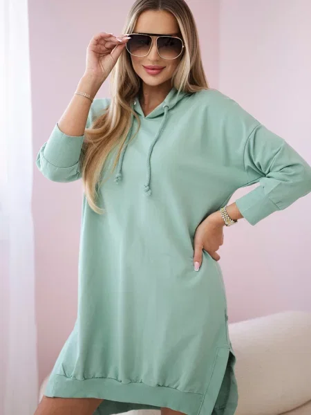 Długa bluza z kapturem Kesi z kapturem garniturowa żółta