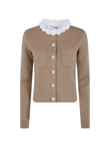 Cardigan Self-portrait tricotate maro