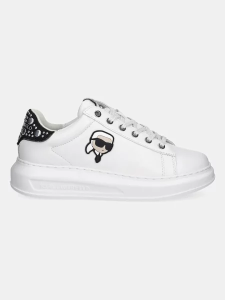 Sneakersy Karl Lagerfeld skórzane z ćwiekami białe